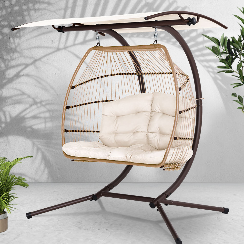 Korra Outdoor Egg Swing Chair - Latte