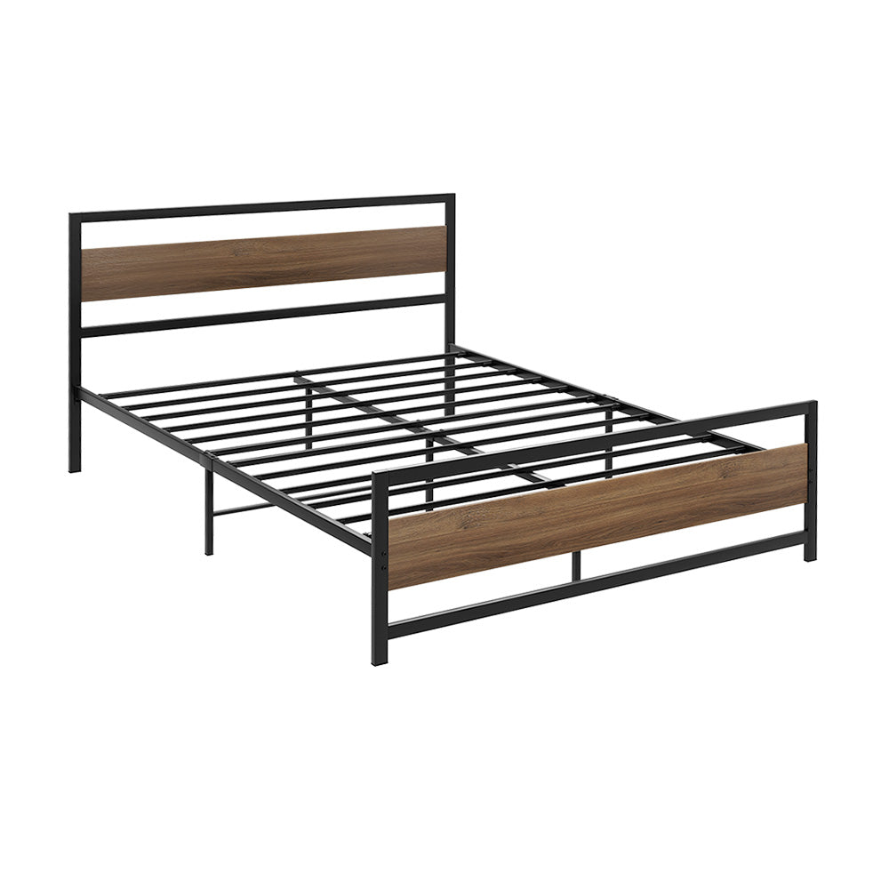 Korra Bed Frame Double Size Metal Base Mattress Platform Foundation Black DREW