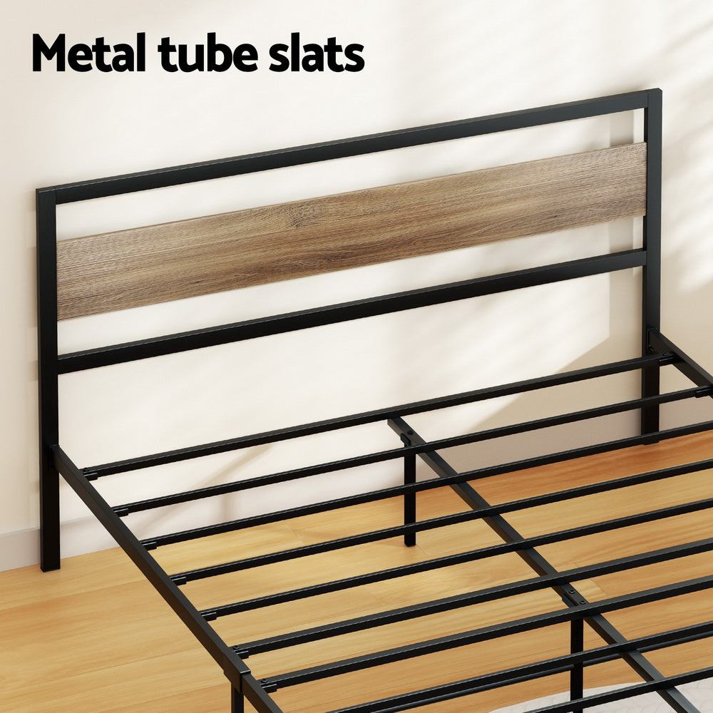 Korra Bed Frame Double Size Metal Base Mattress Platform Foundation Black DREW