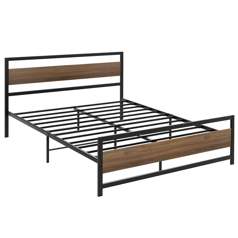 Korra Bed Frame Queen Size Metal Base Mattress Platform Foundation Black DREW