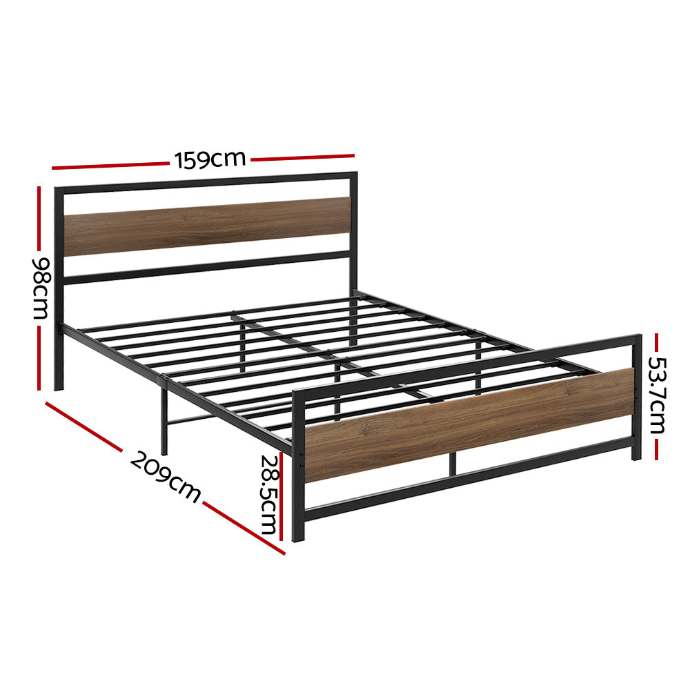 Korra Bed Frame Queen Size Metal Base Mattress Platform Foundation Black DREW