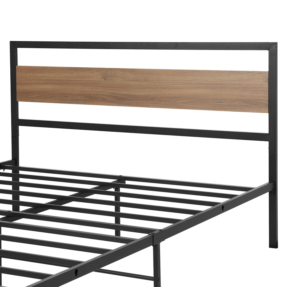 Korra Bed Frame Queen Size Metal Base Mattress Platform Foundation Black DREW