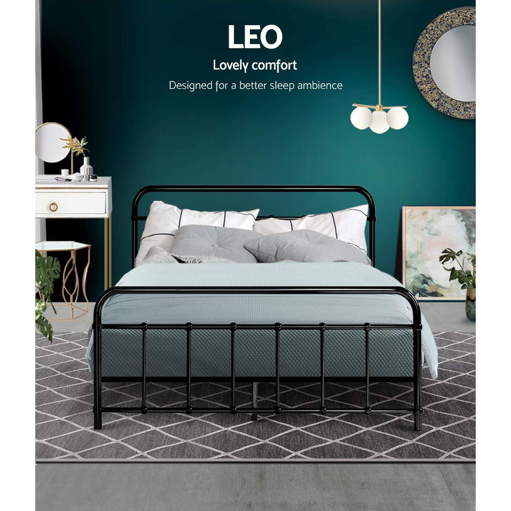 Korra Bed Frame Metal Frames LEO - Double (Black)