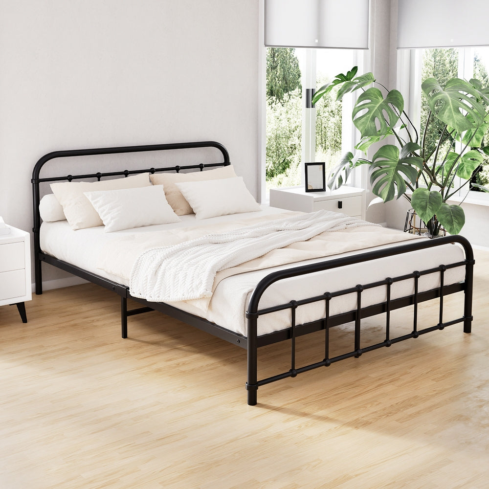 Korra Bed Frame Metal Frames LEO - Double (Black)