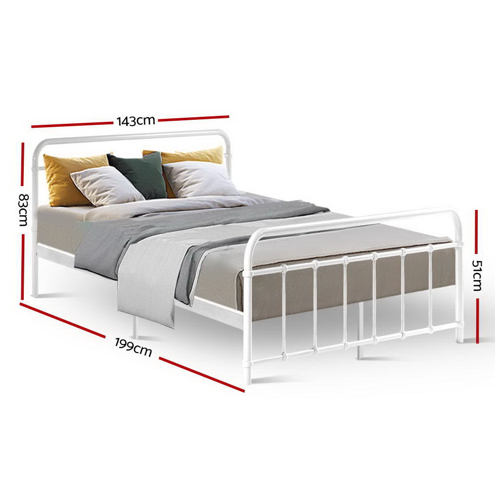 Korra Bed Frame Metal Frames LEO - Double (White)