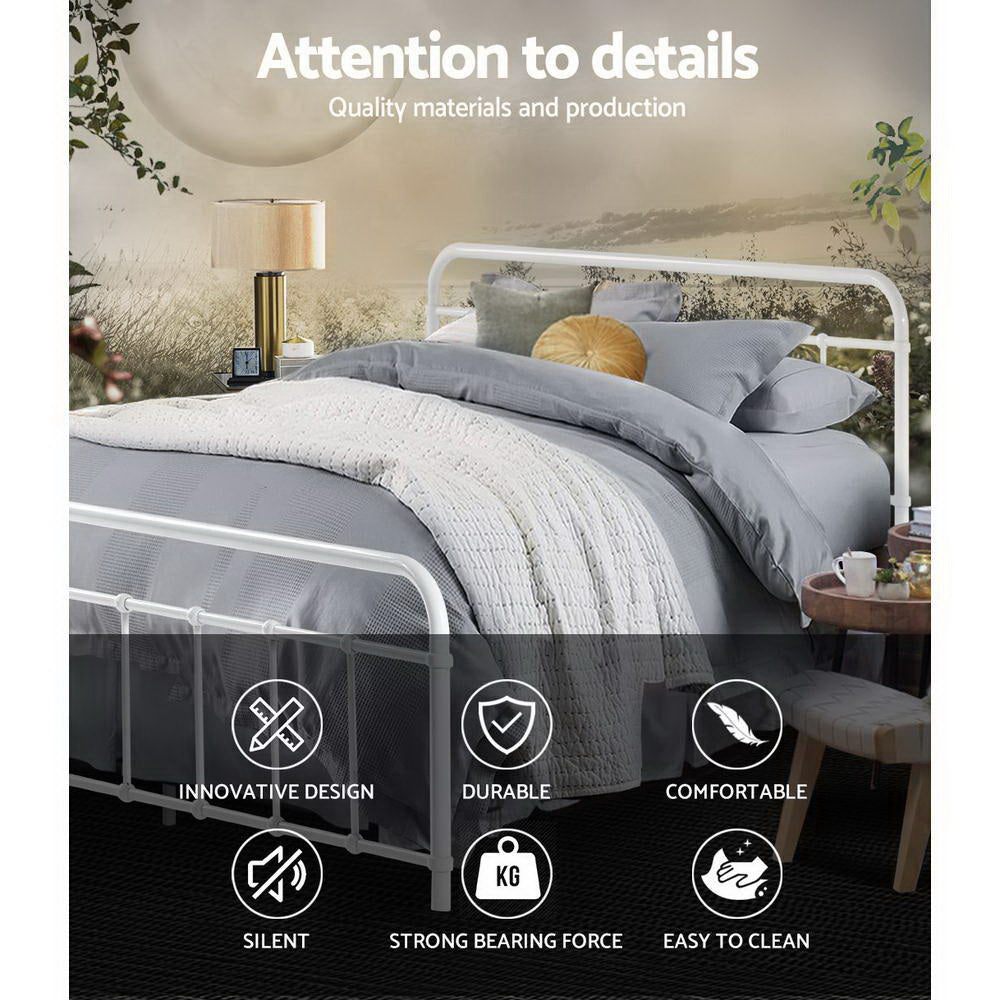 Korra Bed Frame Metal Frames LEO - Double (White)