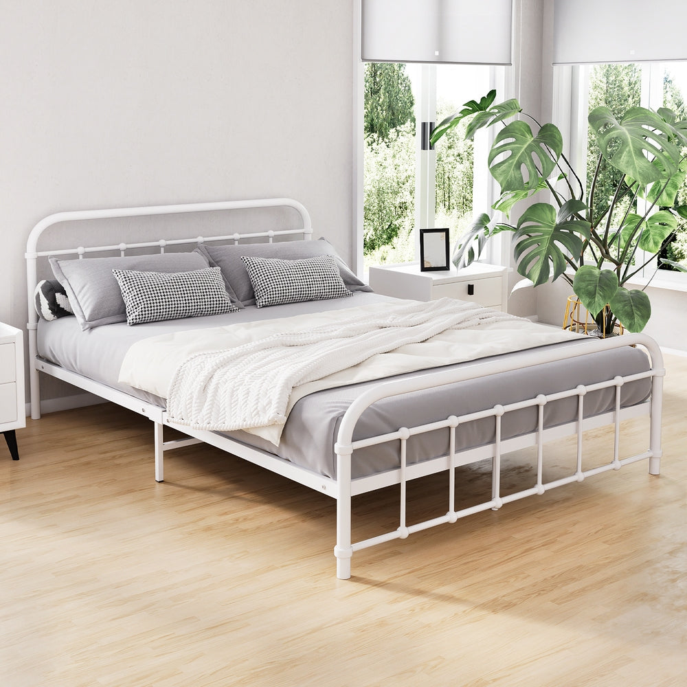 Korra Bed Frame Metal Frames LEO - Double (White)