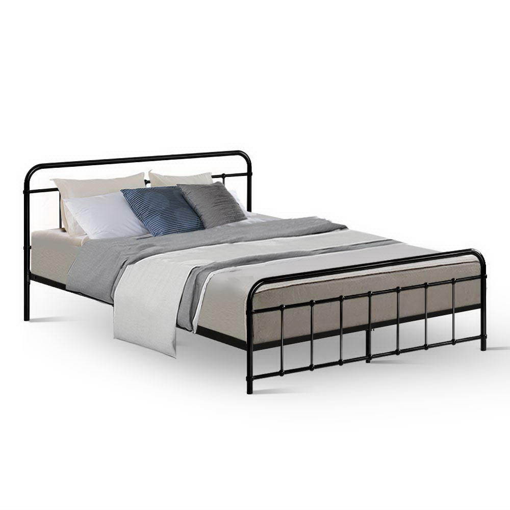 Korra Bed Frame Metal Frames LEO - Queen (Black)
