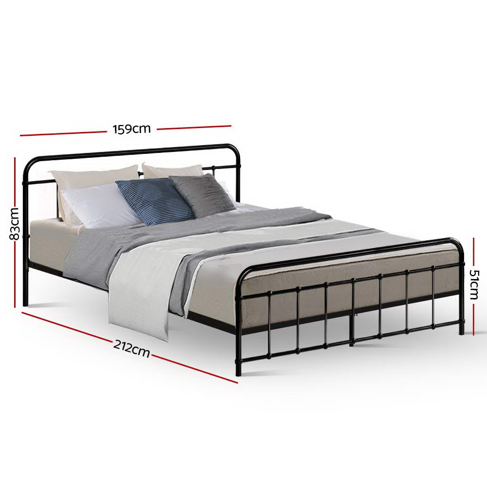 Korra Bed Frame Metal Frames LEO - Queen (Black)
