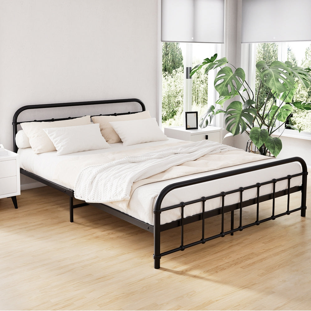 Korra Bed Frame Metal Frames LEO - Queen (Black)