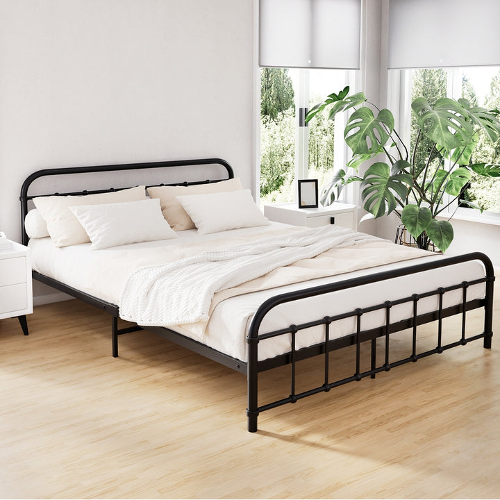 Korra Bed Frame Metal Frames LEO - Queen (Black)