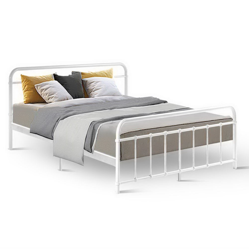 Korra Bed Frame Metal Frames LEO - Queen (White)