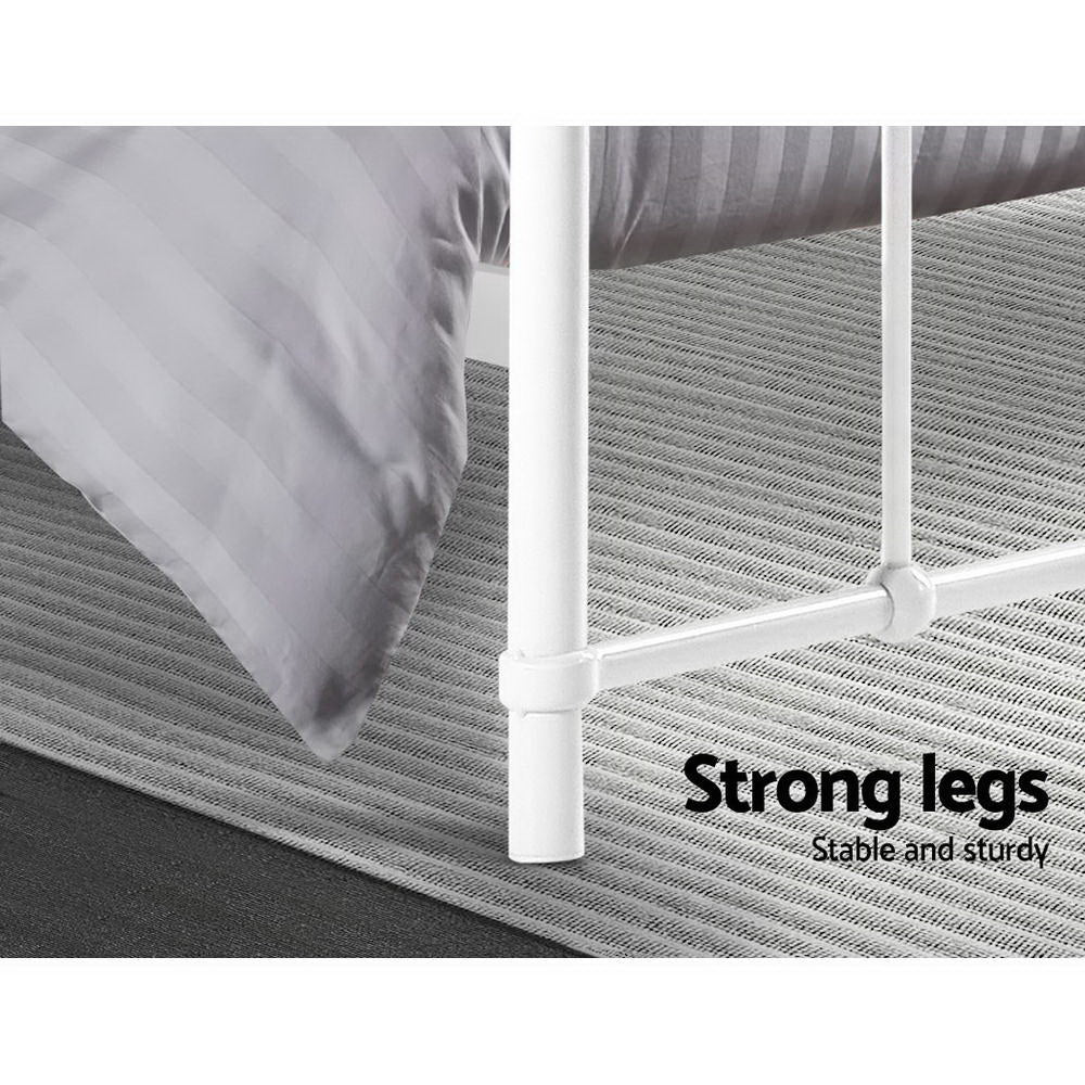 Korra Bed Frame Metal Frames LEO - Queen (White)