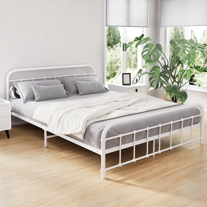 Korra Bed Frame Metal Frames LEO - Queen (White)