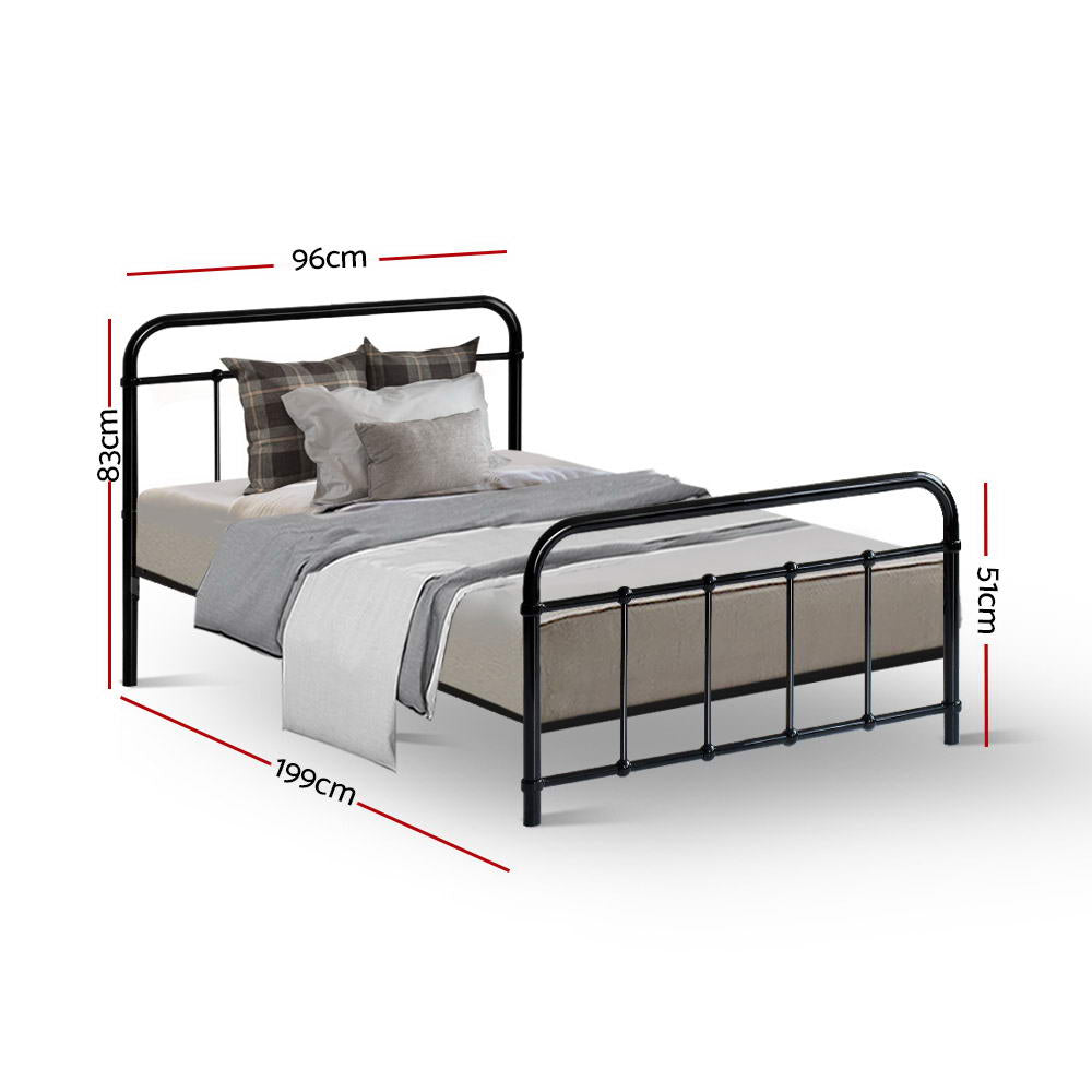 Korra Bed Frame Metal Bed Frame LEO - Single (Black)