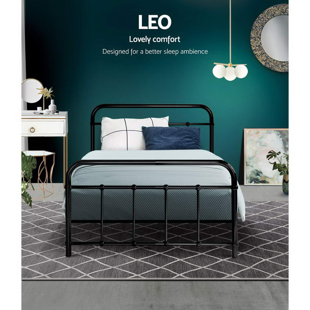 Korra Bed Frame Metal Bed Frame LEO - Single (Black)