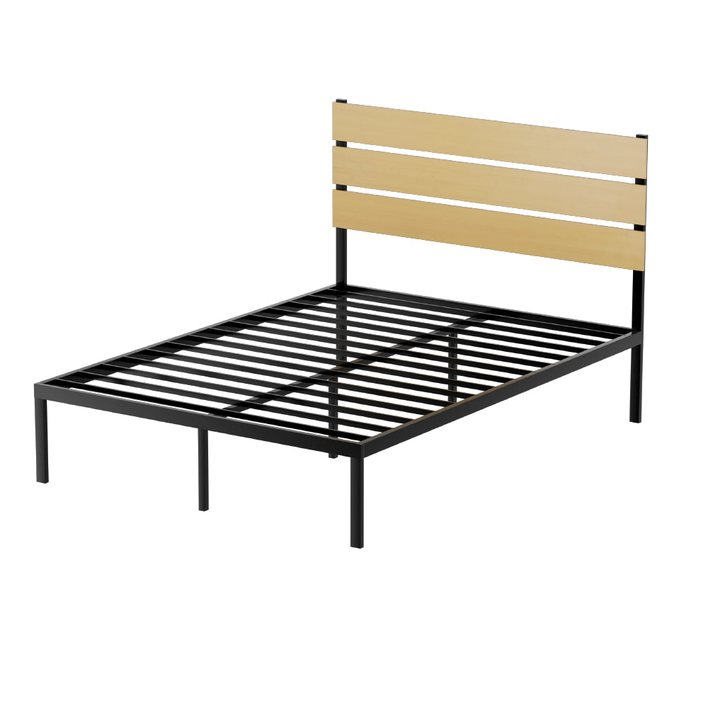 Korra Bed Frame Double Size Metal Base Mattress Platform Foundation Black PAULA