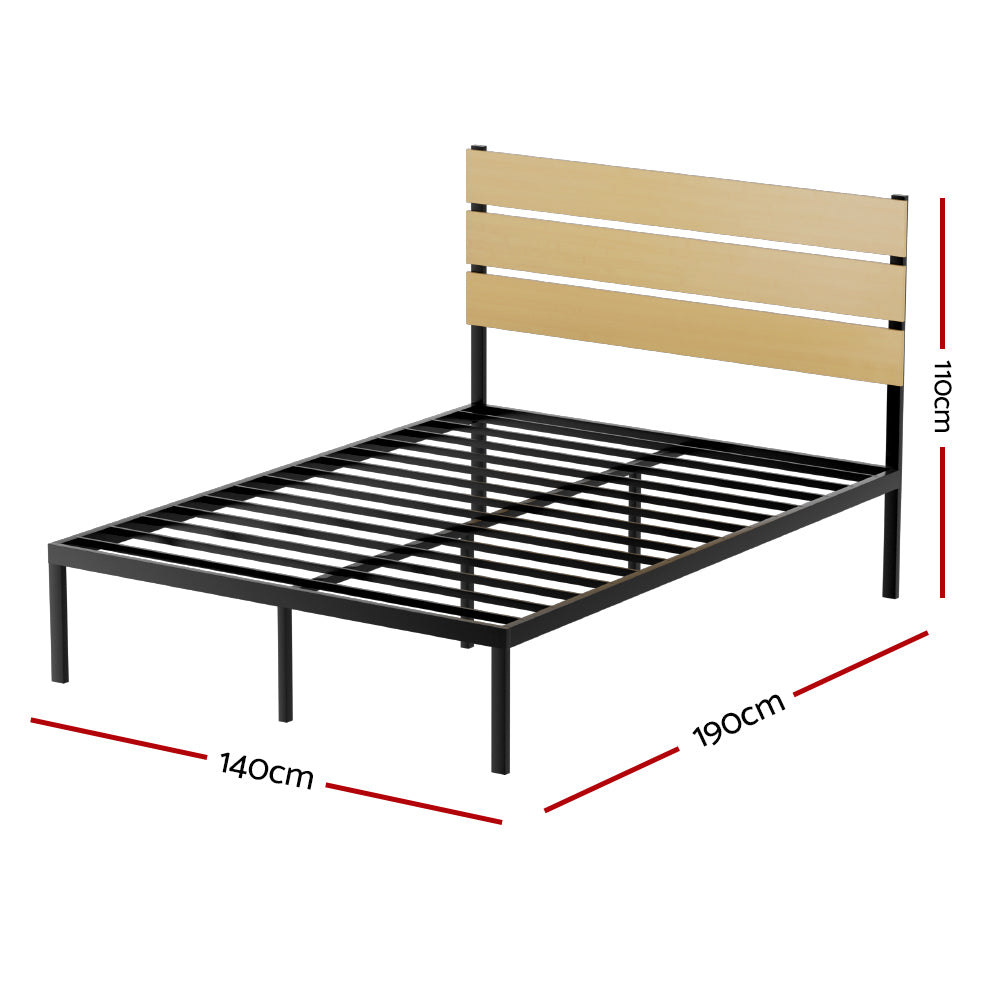 Korra Bed Frame Double Size Metal Base Mattress Platform Foundation Black PAULA
