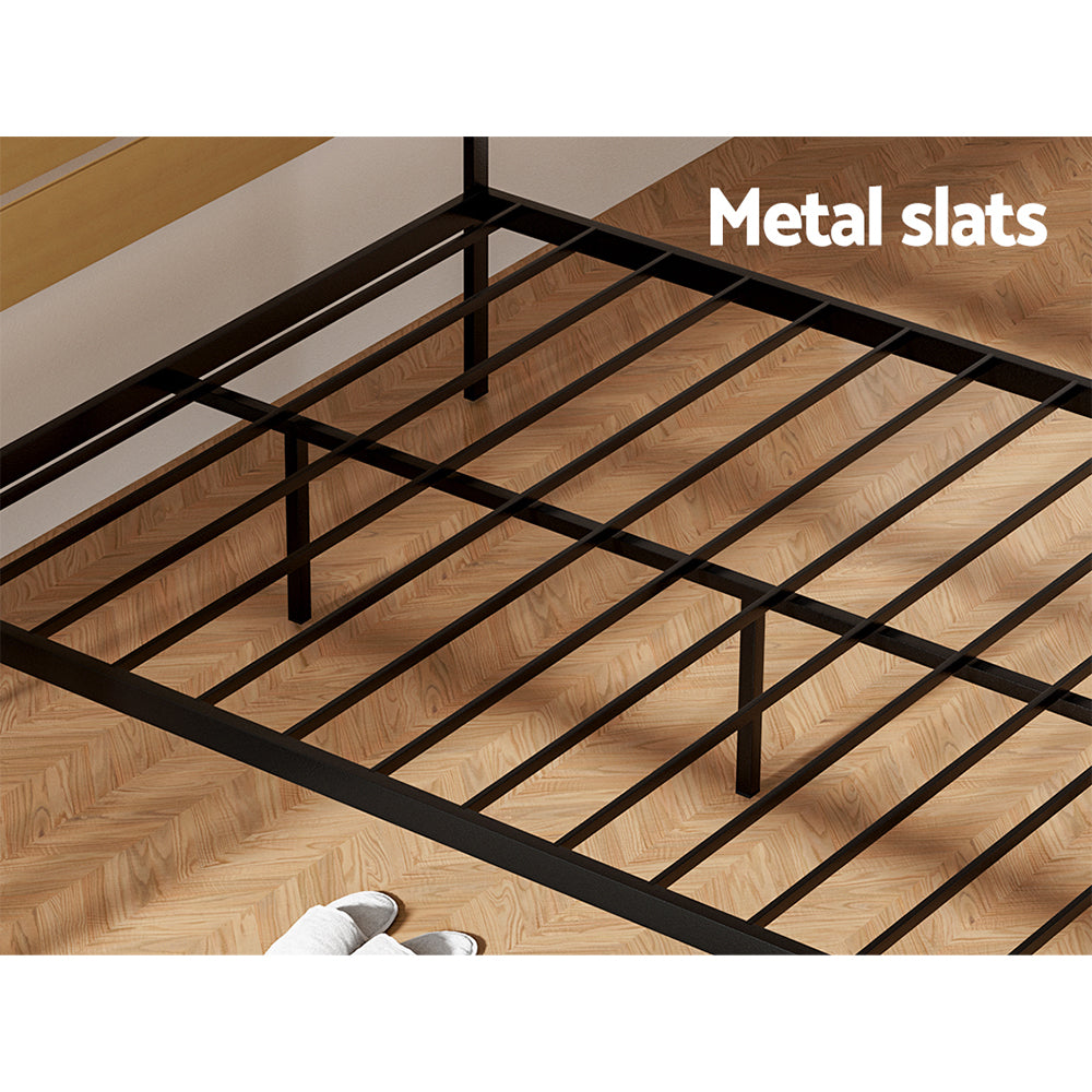 Korra Bed Frame Double Size Metal Base Mattress Platform Foundation Black PAULA