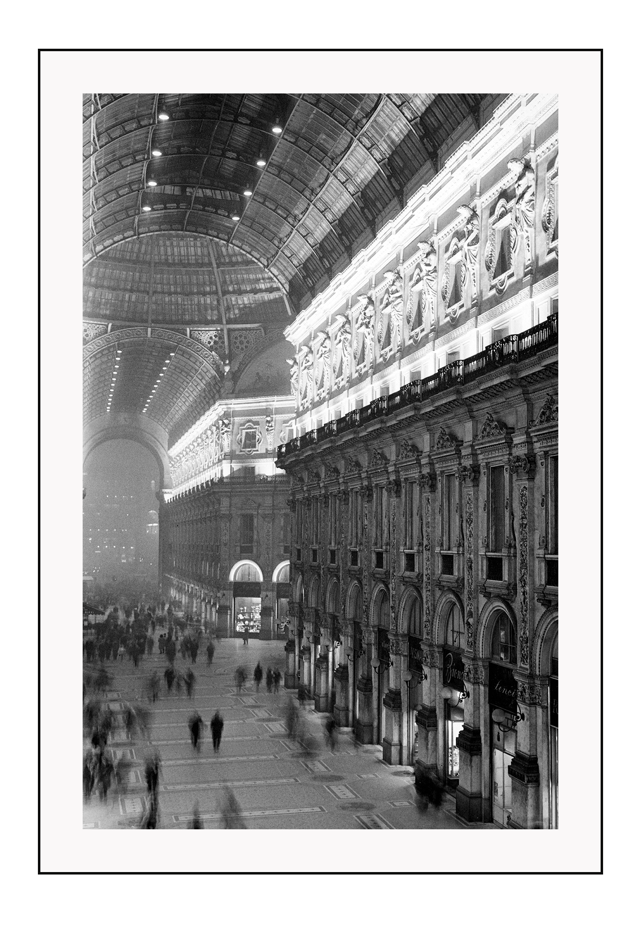 A black and white urban wall art with classic architecture train station London.
