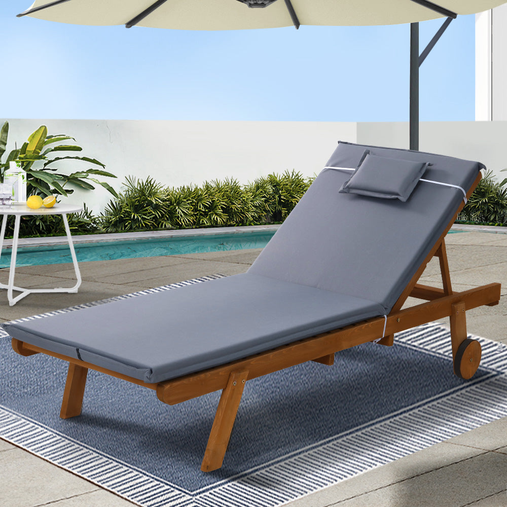 Korra Wooden Lounger - Grey