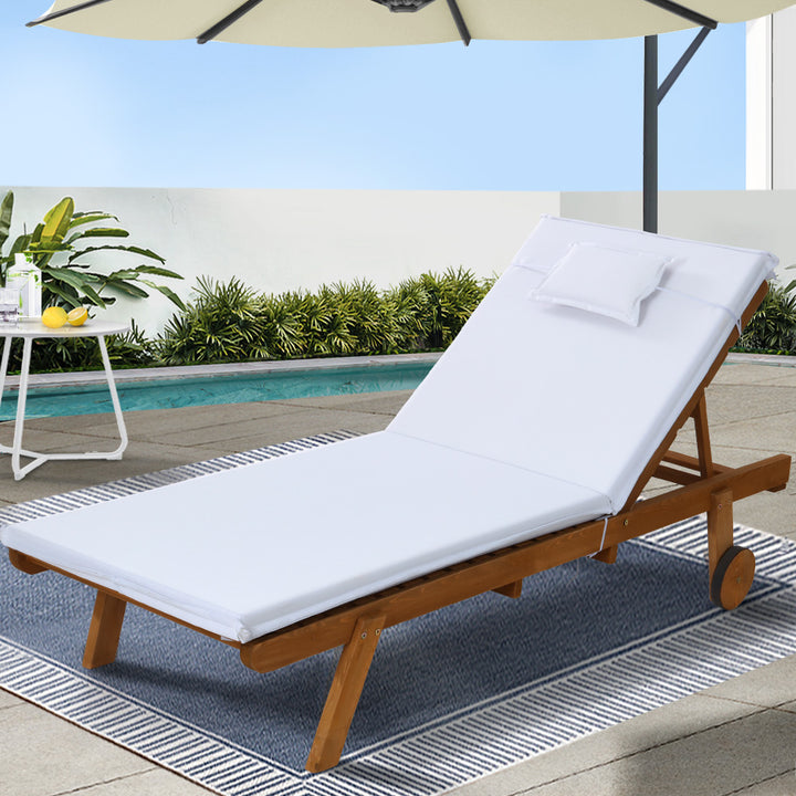 Korra Wooden Lounger - White