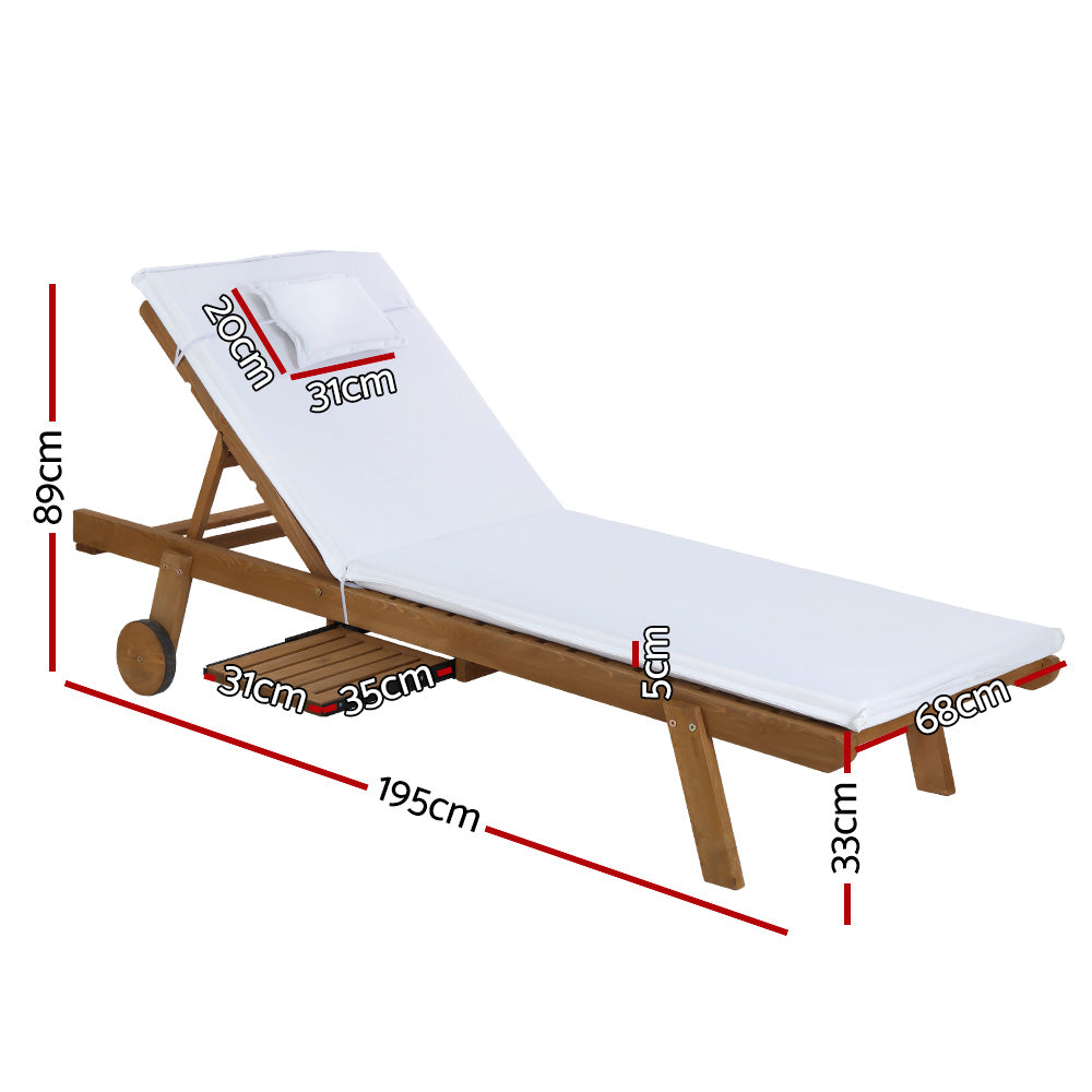 Korra Wooden Lounger - White