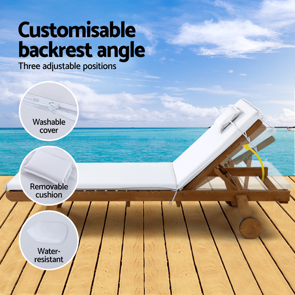 Korra Wooden Lounger - White