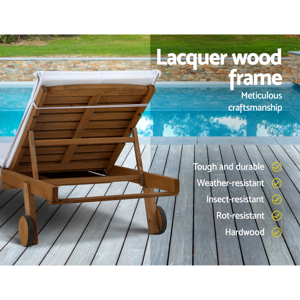 Korra Wooden Lounger - White