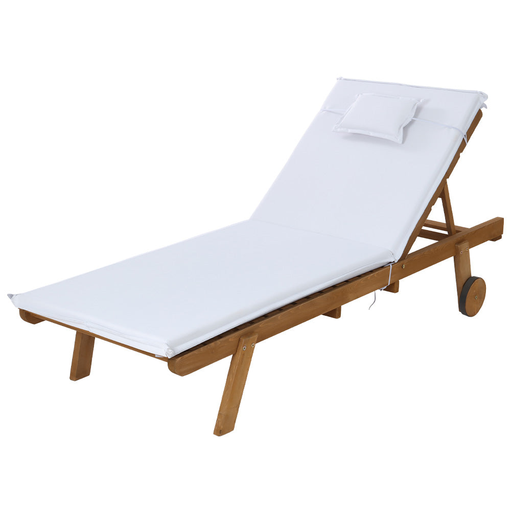 Korra Wooden Lounger - White