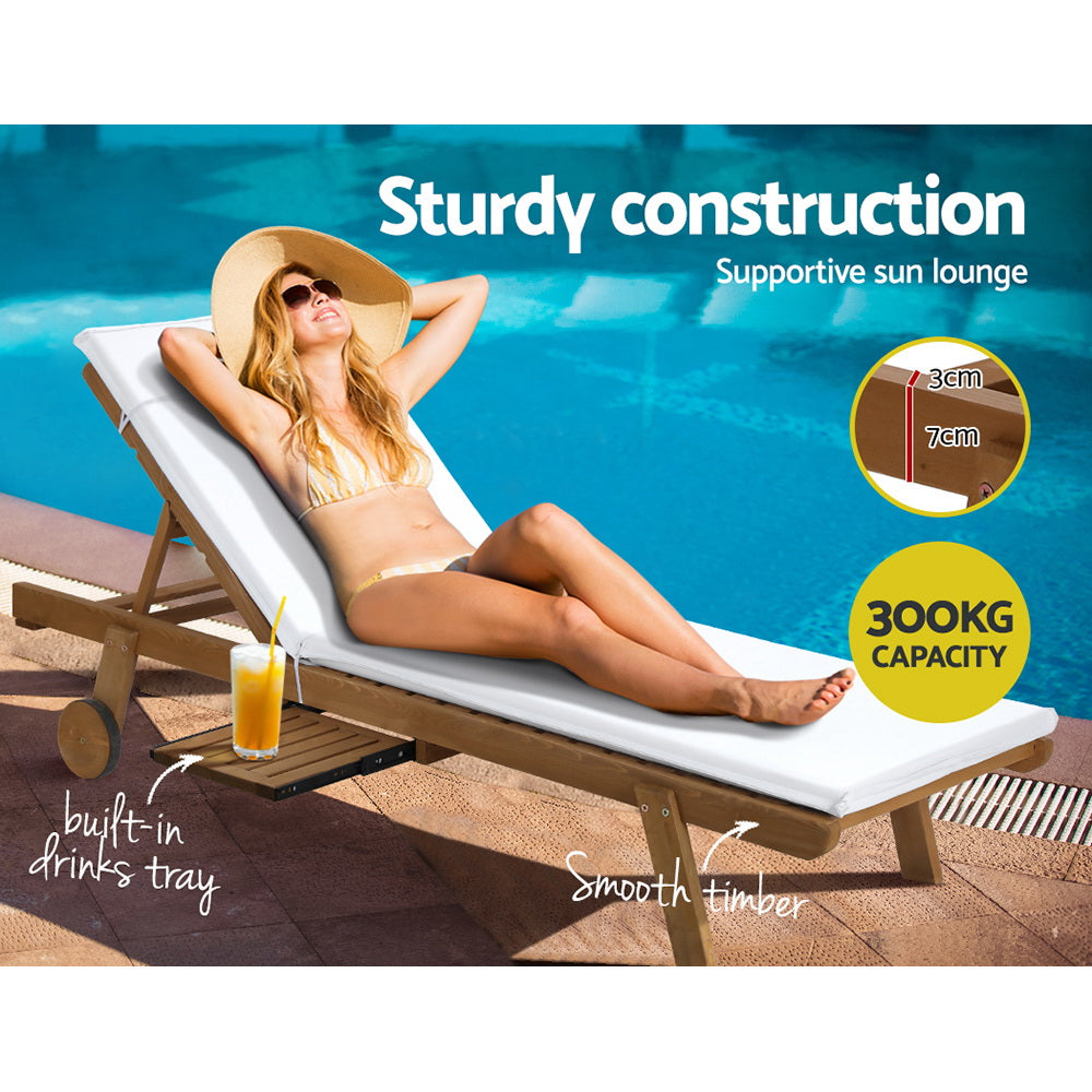 Korra Wooden Lounger - White (set of 2)