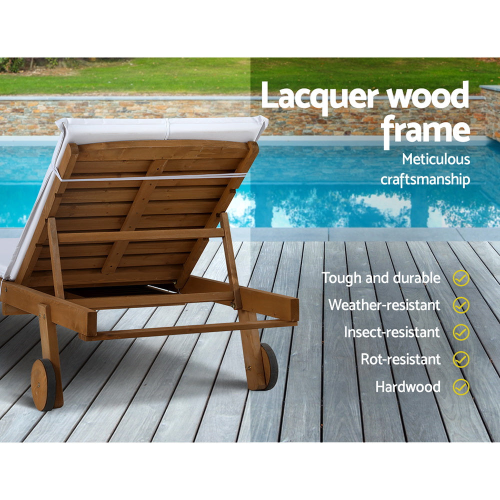 Korra Wooden Lounger - White (set of 2)