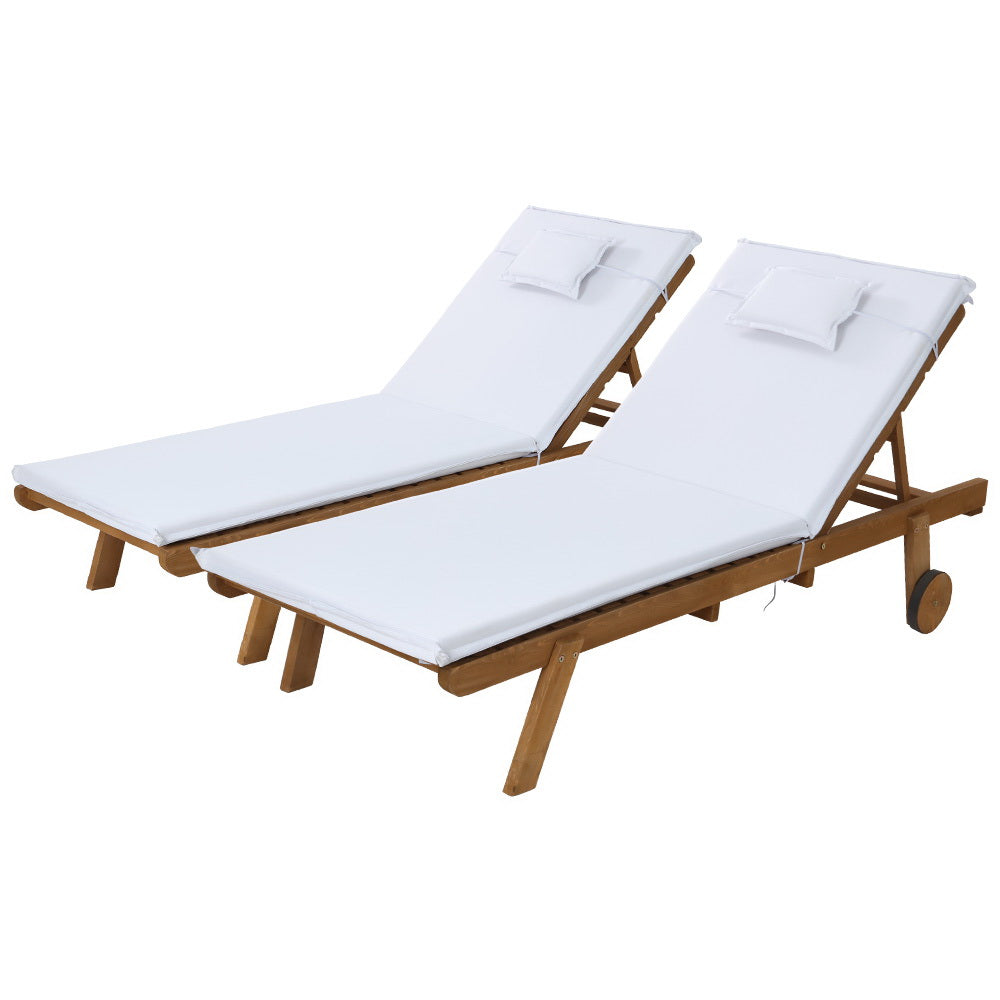 Korra Wooden Lounger - White (set of 2)