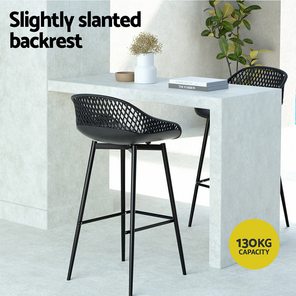 Terrace Sol Outdoor Bar Stools x 2 - Black