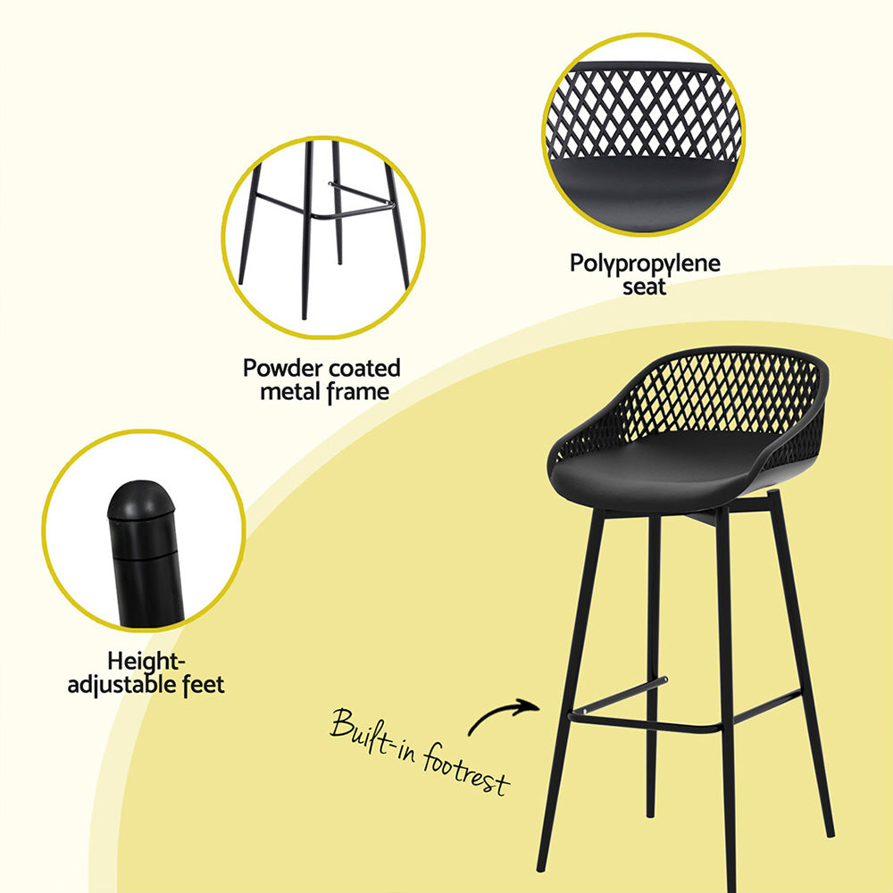 Terrace Sol Outdoor Bar Stools x 2 - Black