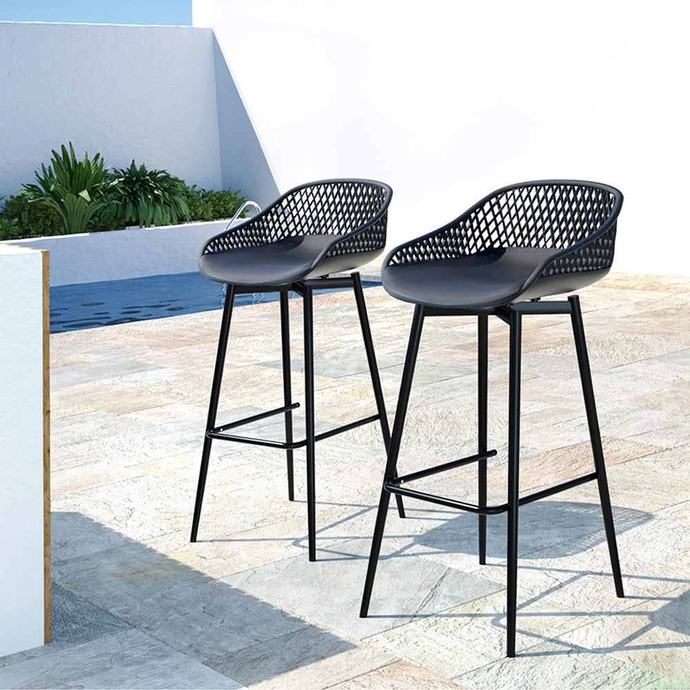 Terrace Sol Outdoor Bar Stools x 2 - Black