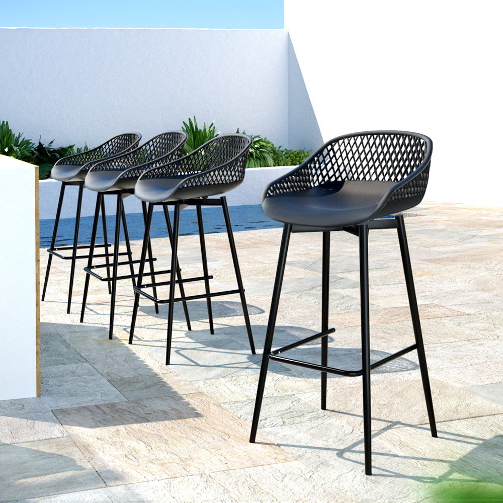 Terrace Sol Outdoor Bar Stools x 4 - Black