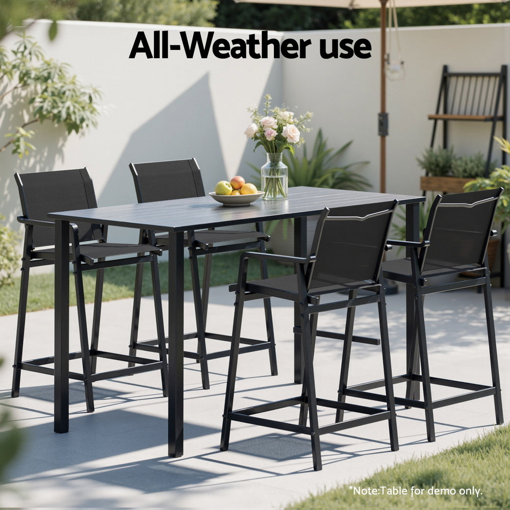 2PC Outdoor Bar Stools Steel - Black