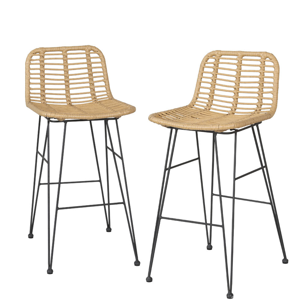 Marina Luxe Bar Stool x 2 - Wicker in Beige