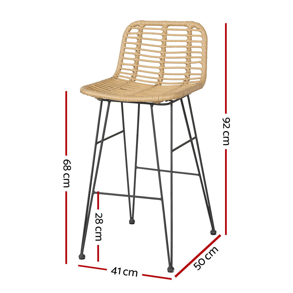 Marina Luxe Bar Stool x 2 - Wicker in Beige