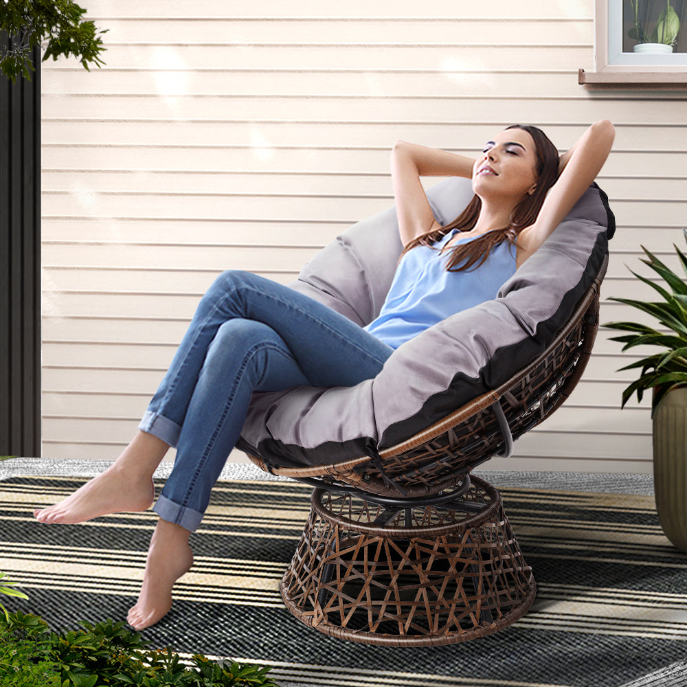 Korra Papasan Chair Wicker- Brown