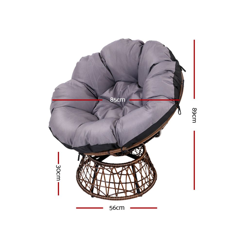Korra Papasan Chair Wicker- Brown