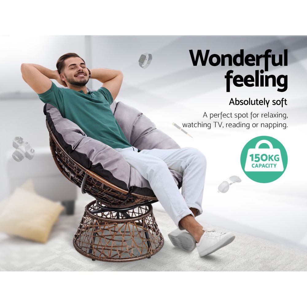 Korra Papasan Chair Wicker- Brown