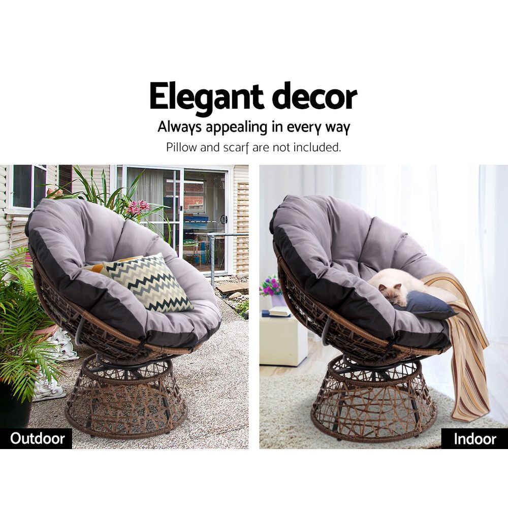 Korra Papasan Chair Wicker- Brown