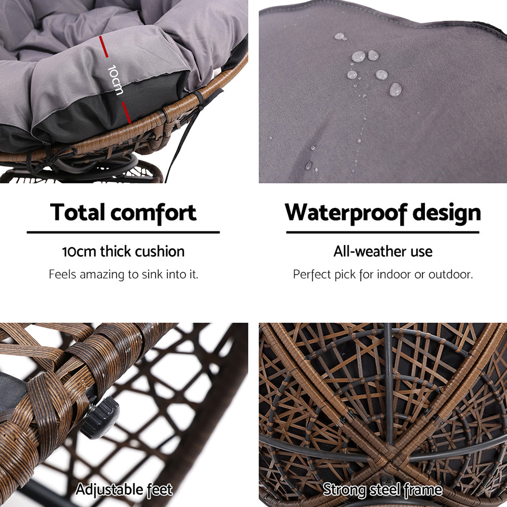 Korra Papasan Chair Wicker- Brown