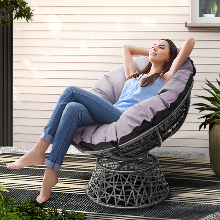 Korra Papasan Chair Wicker- Grey