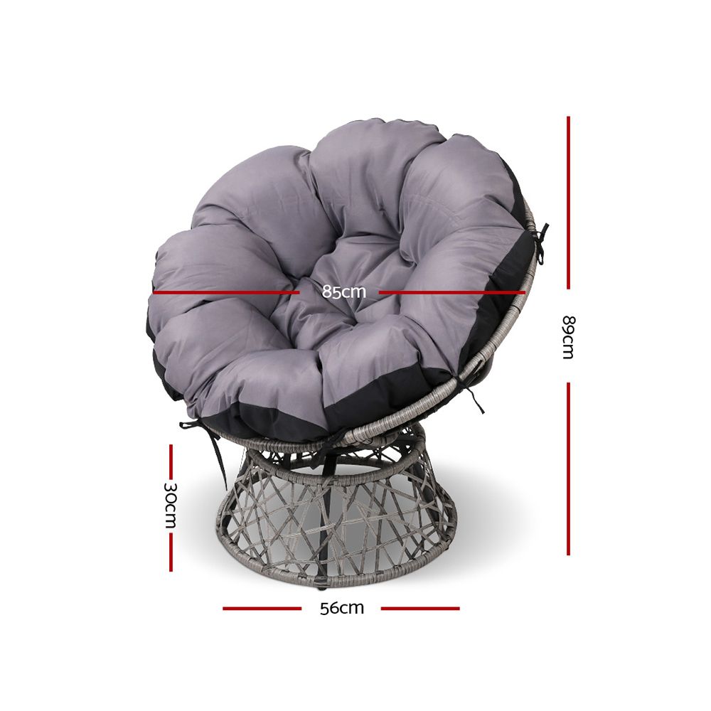 Korra Papasan Chair Wicker- Grey
