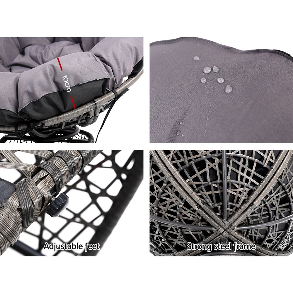 Korra Papasan Chair Wicker- Grey