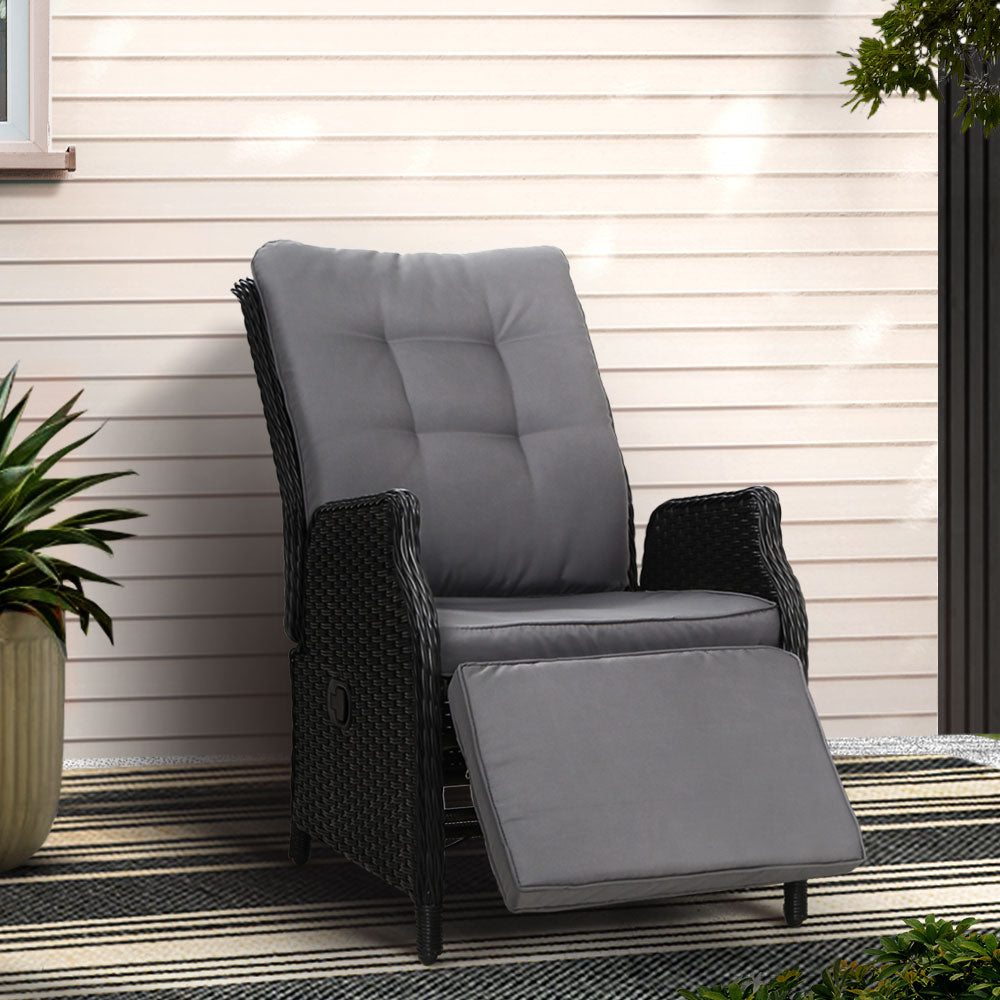 Rivelle Recliner- Sun lounge Wicker - Black
