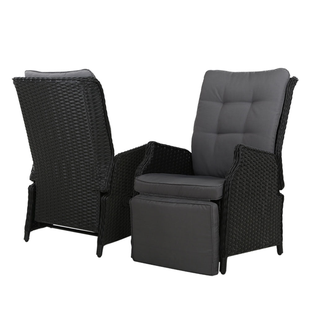 Rivelle Recliner- Sun lounge Wicker - Black